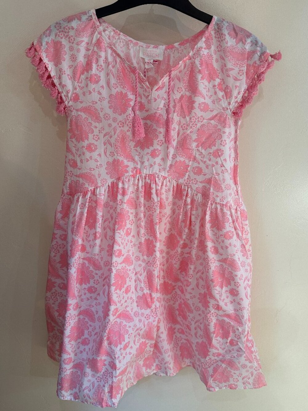 NWT Pumpkin Patch White Pink Patch Friends Sun Dress Girls Size 10 DS 2014